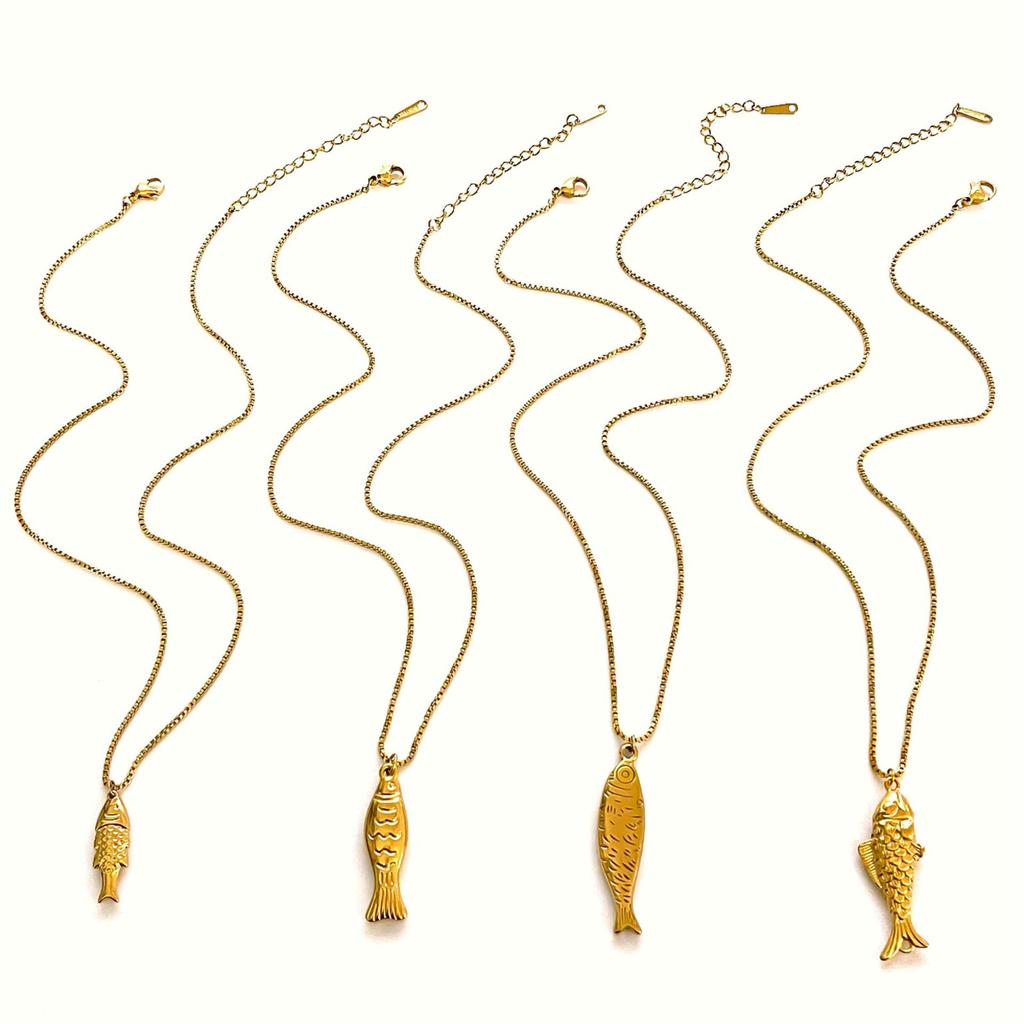 Trendy Minimalist Fish Symbol Necklace Stainless Steel Jewelry Gift For Women Everyday Versatile Handmade Chain