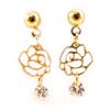 Les Trésors De Lily [L5244] - Golden White 'Rosa Romantica' Designer Earrings
