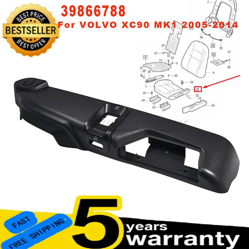 39866788 Для Volvo XC90 MK1 2002-2014 Новый 1 шт. Передняя левая боковая панель сиденья Декоративная накладка Черный ABS Легкая установка Автоаксессуары