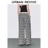 UR Women's Contrast Plaid Drawstring Wide-Leg Pants