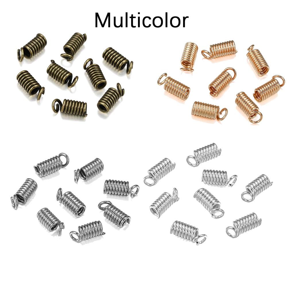 100pcs/lot Spring Clasps Cord Crimp End Caps Fastener Connectors For DIY Bracelet Necklace Jewelry Making Supplies Accessories