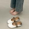 Round head low thick heel shallow mouth single shoes women's spring and autumn new comfortable one-word buckle Mary Jane shoes