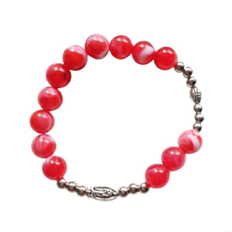 62KD Catholic Finger Chain Vintage Rosary Baptism Rosaries Bracelet for Baptism