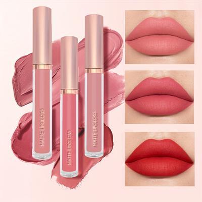 3 buc luciu de buze mat frumusețe sexy de lungă durată non-stick cupă nud roșu lichid ruj machiaj pentru femei glazură de buze cosmetice