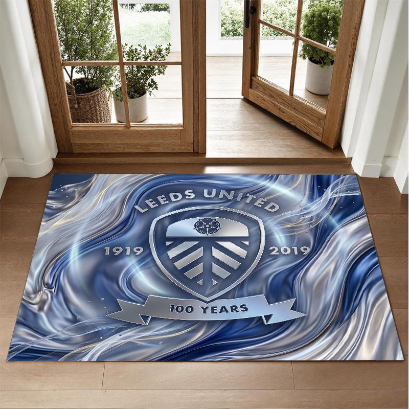Leeds United Football Design Crystal Velvet Rug Soft Decorative Mat for Bedroom Entrance
