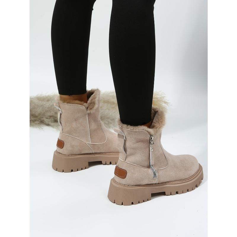 Women's Snow Boots Autumn and Winter European and American Cross-border New Large-size Velvet Thick-soled Thermal Cotton Shoes Martin Boots
