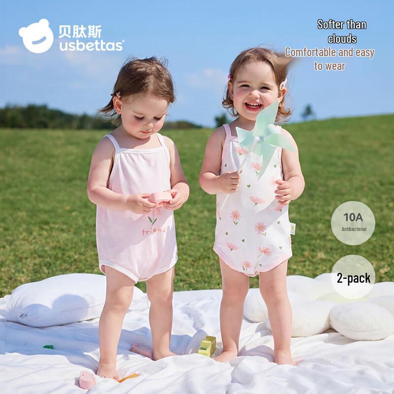 Baby Girl s Sleeveless Cotton Bodysuit Romper 2-Piece Set 73