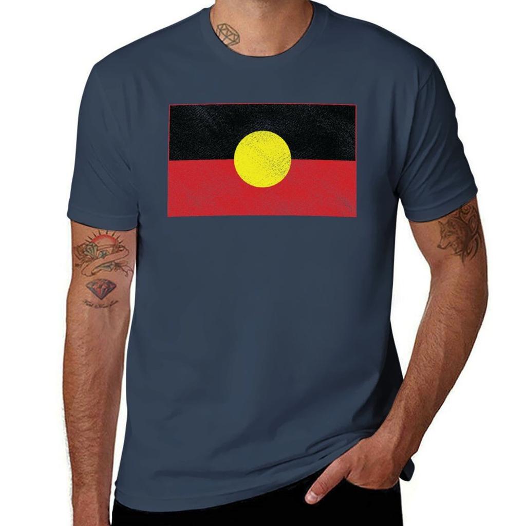 Distressed Aboriginal Flag TShirt Work Outdoor Short Sleeve Tee