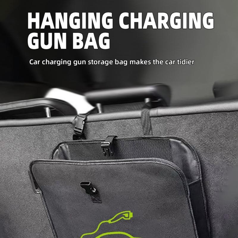 Portability Charging Cable Organizers With Modifiable Strap Durability Fabric For Electric Vehicle Accessories