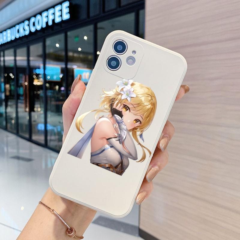 Genshin Design Phone Case For IPhone 14 11 12 13 Pro Max X XR XSMax 6 6S 7 8 Plus SE 2022 Soft Square Color Phone Cover