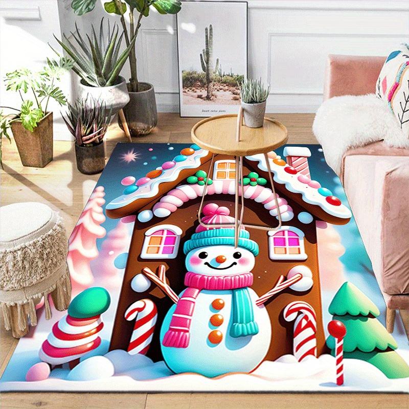 1pc Snowman's Home Design Indoor Area Rug - Soft, Anti-Slip, and Durable Gaming Room Decor for Bedroom