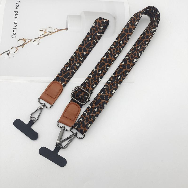 Women's Leopard Print Neck Mobile Phone Shoulder Strap Long Hook Key Lanyard Bag Accessories Mobile Phone Case Universal Lanyard