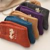 5 Pairs Winter Camel Cartoon Pattern Mid-Calf Thick Fleece-Lined Warm Polyester Spandex Knit Socks for Women