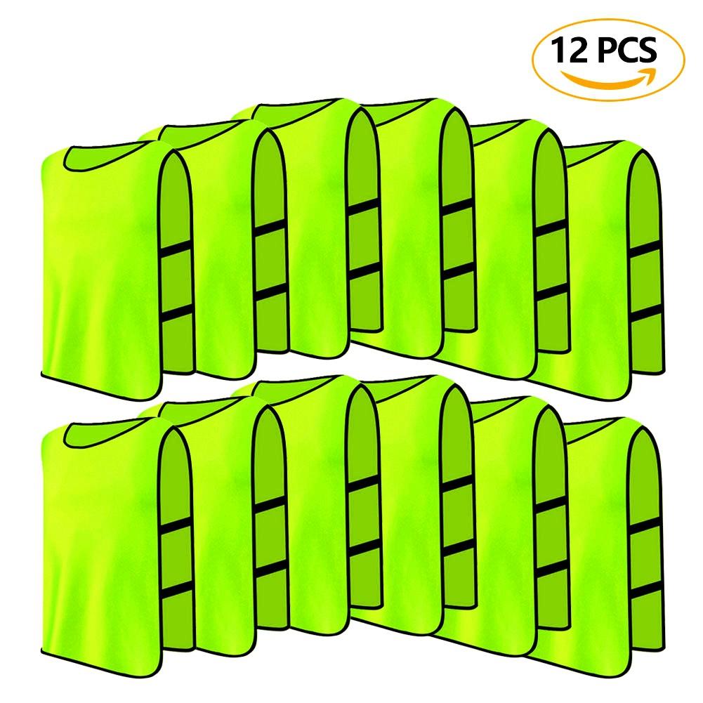 12 Pack Football Jerseys, Adult Quick Dry Vests with Elastic Strap for Football, Basketball, Volleyball