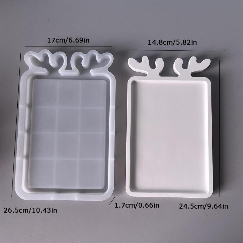 Christmas Tray Silicone Resin Mold Jewelry Plate Mold Epoxy Molds for Concrete Dish Storage Art Crafts Home Decorations