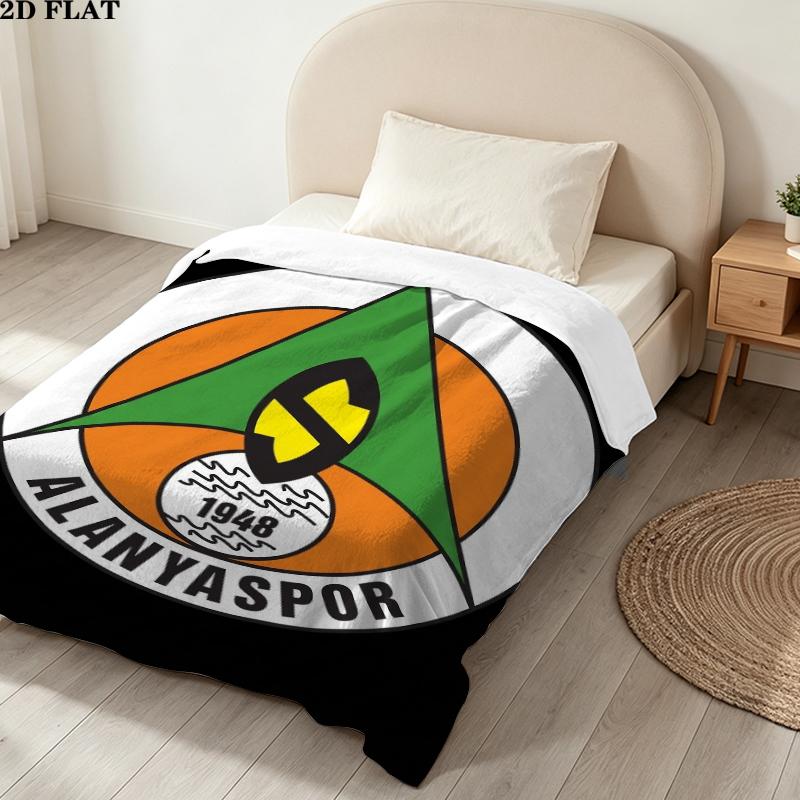 Alanyaspor Print Flannel Blanket, High quality Comfortable for All Seasons, Home Decor, Warmth and Comfort, Perfect for Christmas Gifts