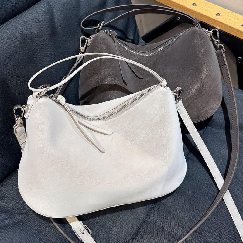New cowhide leather bag, dumpling bag, tote bag, shoulder crossbody handbag, underarm bag, women's large capacity