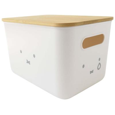 Okato Miffy Bamboo Storage Case with Lid, Medium, Stackable, Width 26 X Height 16.2 X Depth 17.5cm
