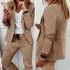 2 Stück/Set Damen Blazer Hosen Set Einfarbige Umlegekragen Faltenfrei Formell