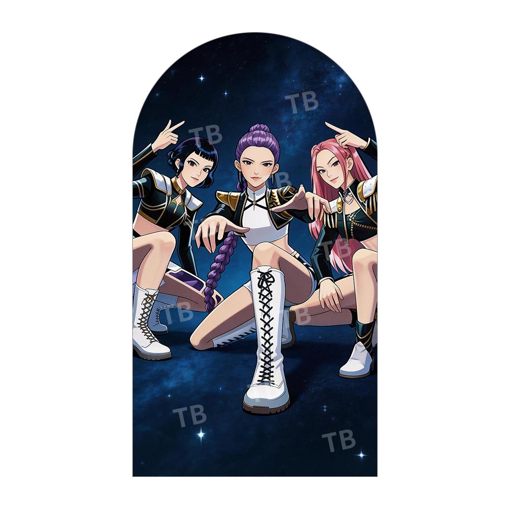 K-POP Demon Hunter Arch Backdrop Cover Girls Birthday Party Decoration Baby Shower Cool Stage Kids Photography Background Wall