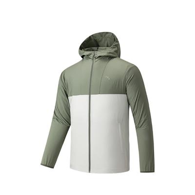 Sportlich Lässig Minimalistisch Color Block Kapuzen-UV-Schutz Sonnenhemd Herren Oberteile Grün 152527605-2