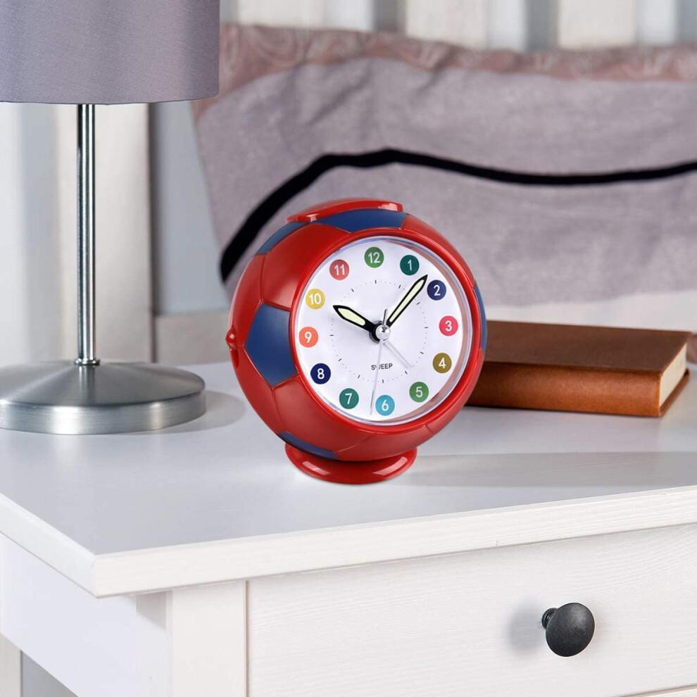 Analogue Talking Clock Silent Non Ticking Analog Alarm Clock, Time Teaching Design With Football Shape Desk Clock And Clear Clock Face, EasyRead For C
