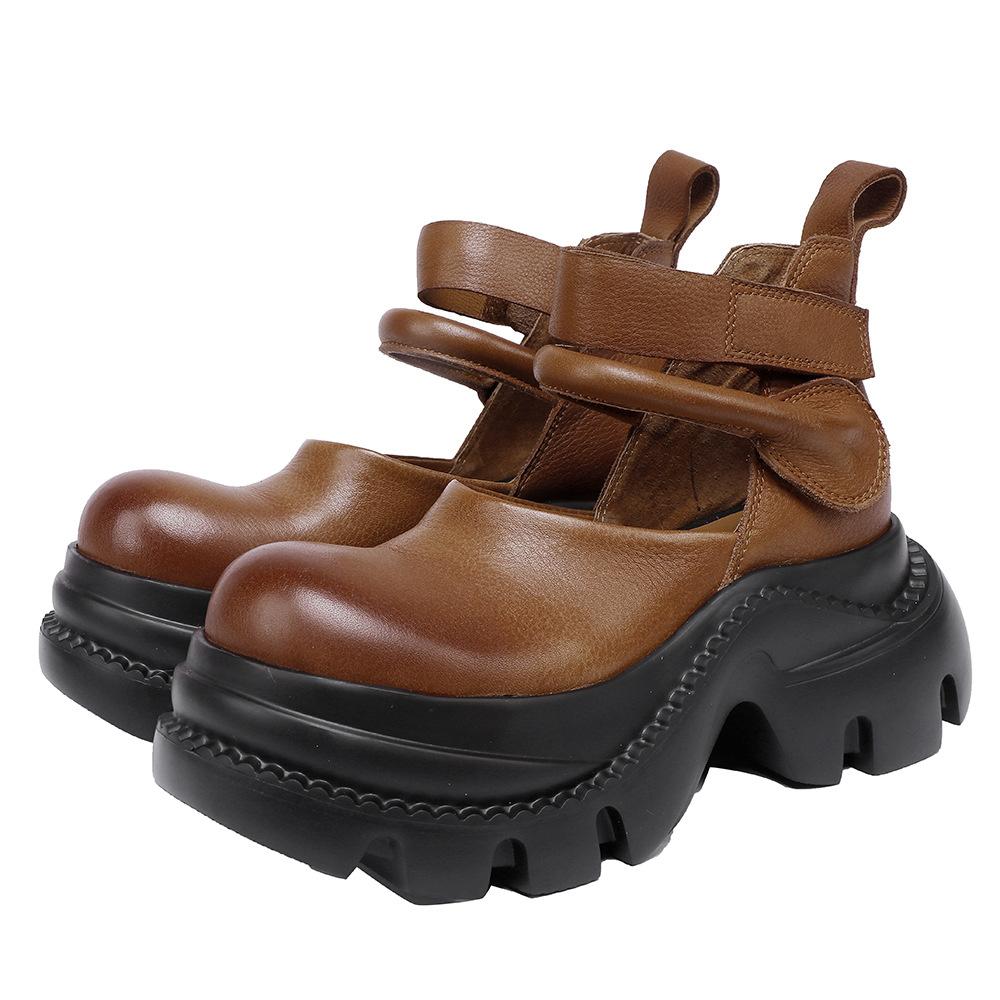 Fashion GKTINOO 2025 Spring/Summer New Pumps Women's Shoes Genuine Leather Thick Soled Fashion Retro Handmade Platform Shoes