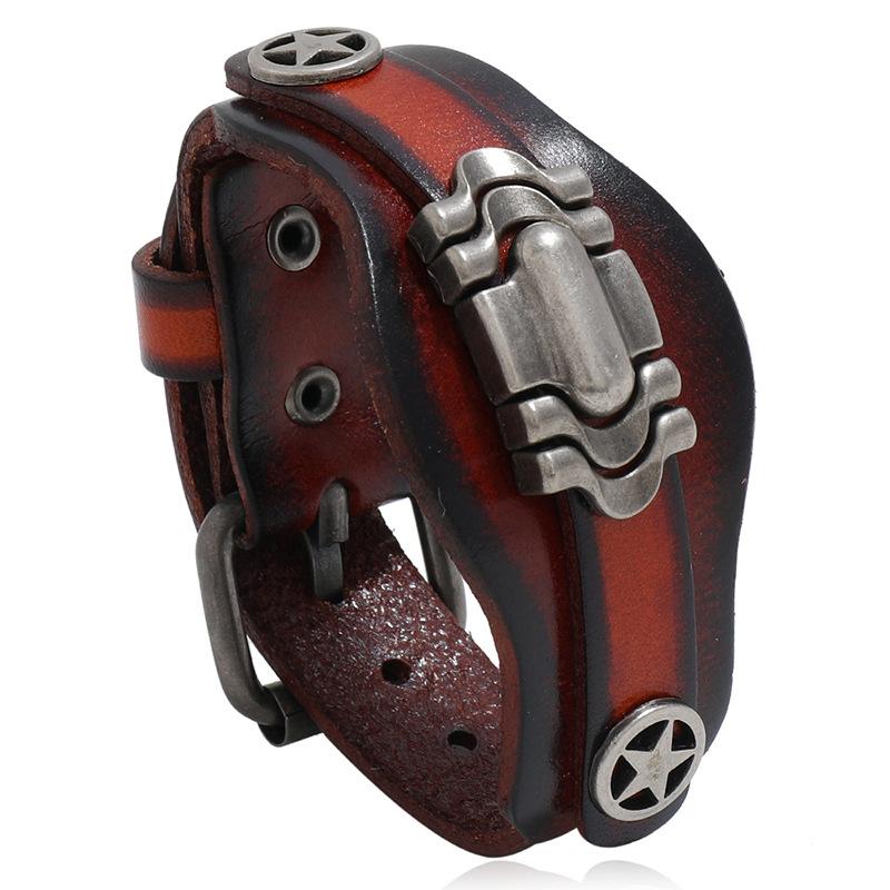 

VOQ Retro Multi-layer Cowhide Bracelet Men Creative Design Locomotive Wristband Leather Bracelets Fashion Jewelry
