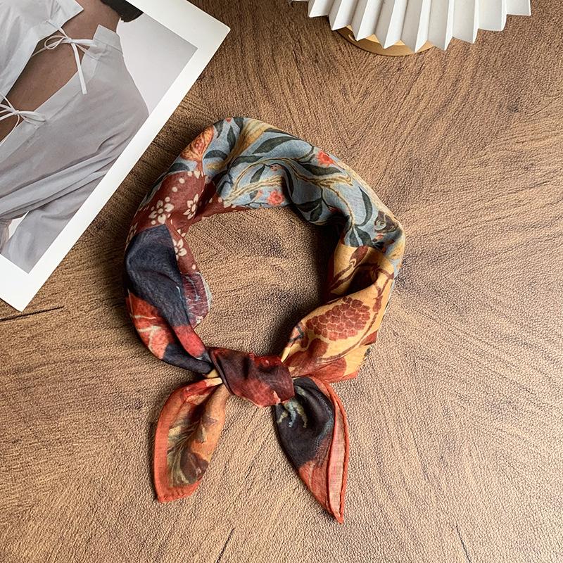 Silk Scarf Neck Small Square Scarf High Sense Summer New Thin Shirt Small Scarf Scarf Shawl Headscarf Headband