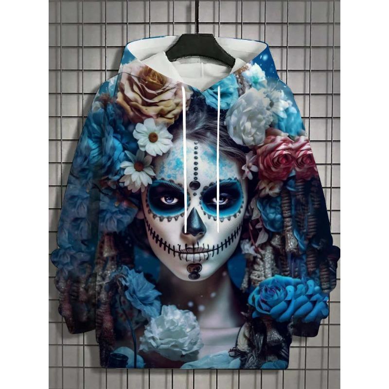 Fashion Women's Hoodie for Girls Autumn New Men's Long Sleeve Tops Sexy Girls Clothes Horror Undead Skull Pattern Unisex Tops