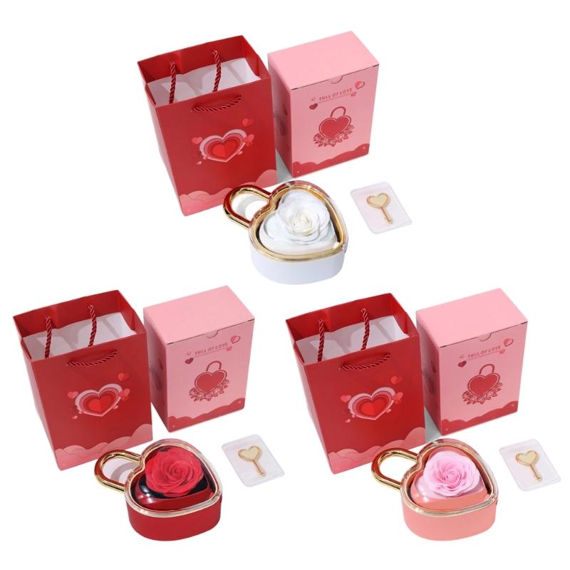 Decorative Heart Shaped Jewelry Gift Box with Key for Ring Presentation, Jewelry Storage, Vanity Display and Proposal Use