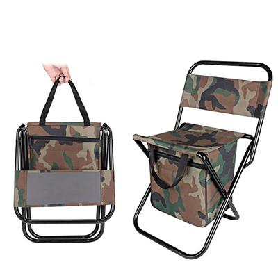 Tragbarer 2-in-1 Klapp-Angelstuhl mit Kühltasche Leichter faltbarer Angelhocker Outdoor Camping Stuhl mit Rückenlehne