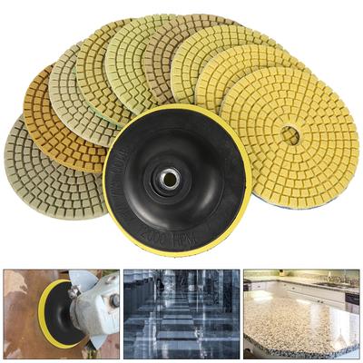 10-piece 4-inch Diamond Polishing Set, Flexible Abrasive Discs for Wet and Dry Use, Suitable for Marble Concrete Floor Polishing
