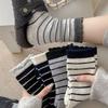 Striped Socks, Pure Cotton Mid-calf Socks for Women, Thickened and Warm for Autumn and Winter, Long Calf Socks for Trendy Winter