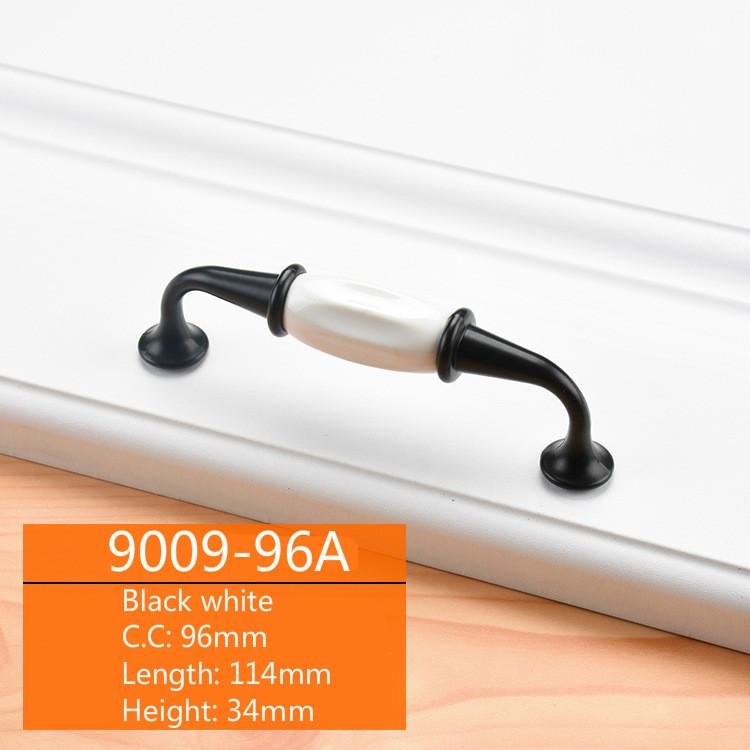 Uchwyt szafki ceramicznej czarno-białej Uchwyt drzwi szafy z aluminium europejskiego Uchwyt szuflady nowoczesny minimalistyczny Osprzęt meblowy