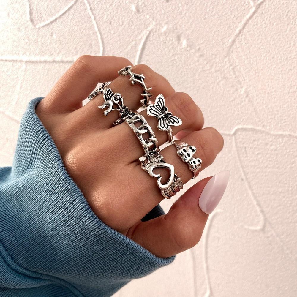 Skull Bat Spider Ring Set Dark Gothic Retro Exaggerated Finger Ring 23-piece Set