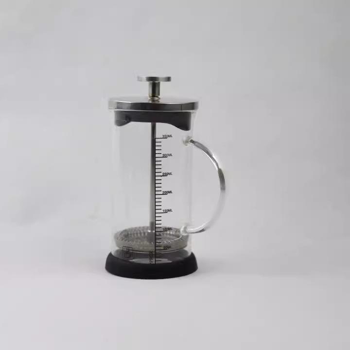 Heat-Resistant Glass Handle French Press Coffee Pot with Measuring Cup