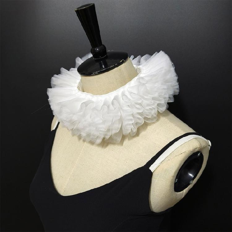 Dámský viktoriánský styl Síťovaný volánkový falešný límeček Choker Tyl na krk Pro Cosplay Halloweenské večírky A večerní akce