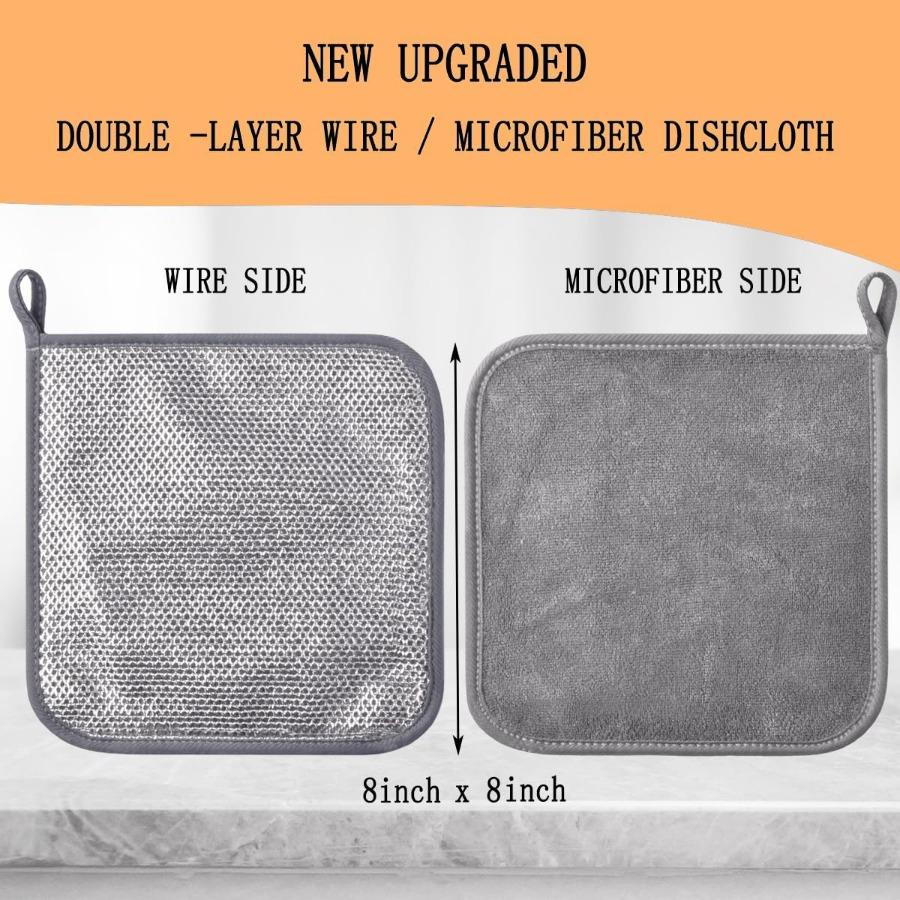 Wire Mesh Dish Cloths for Washing Dishes 3 PCS Non Scratch Wire Dishwashing Rags for Wet and Dry Multipurpose Steel Wire Dishcl