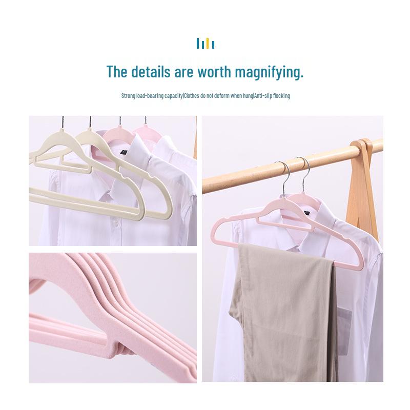 Non-Slip Thickened Flocked Clothes Hanger - Seamless, No Shoulder Marks, Multi-functional Household Hanger for Adults