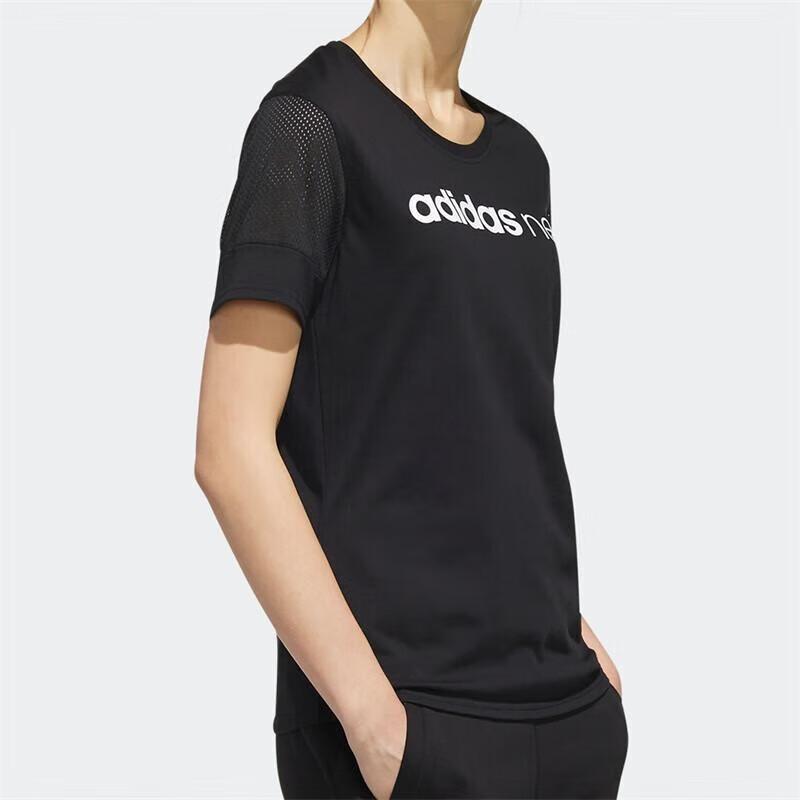 Adidas Neo Floral Print Round Neck Short Sleeve T-Shirt Women Tops Black EI4852