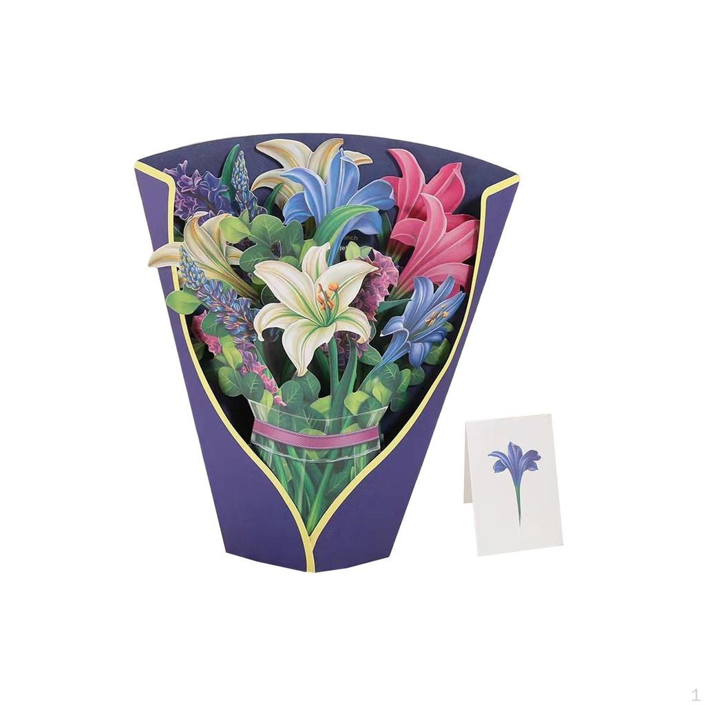 3D Bouquet Greeting Card Mother’s Day Birthday Paper Flower Romantic Popup
