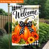 2D Flat, 2D Flat Printing Garden Flag 1pc, Autumn Pumpkin with Flowers Durable Single-Sided Print Yard Flag, Garden & Home Holiday Decoration, 29.97x4