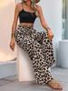 Women's Leopard Print Lace-Up Wide-Leg Pants - Summer 2026 European & American Fashion