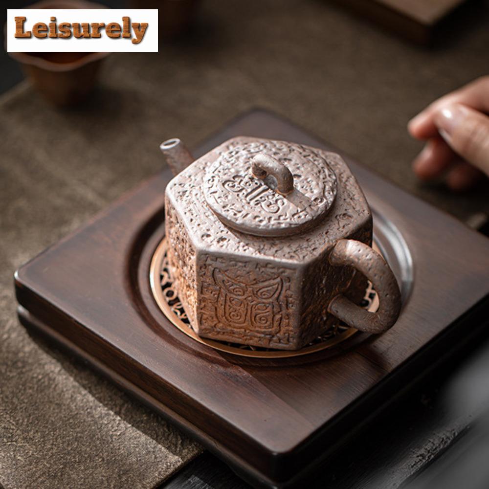 Retro Coarse Pottery Teapot Ancient Old Rock Mud Pot Tea Maker Kettle with Strainer Kung Fu Tea Tea Items Supplies Collection