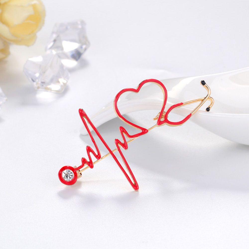 Doctor Heart Rate Electrocardiogram Red Hospital Fashion Accessories Jewelry Brooch Pins Brooches