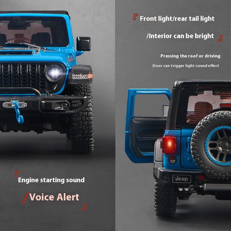 1/18 Scale Jeeps Wrangler Rubicon Alloy Metal Diecast Model Car Sound & Light Collecting Hobbies Toys Gifts for Firend Decoration Kids