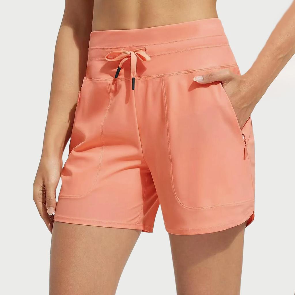 Women's Summer Loose Casual Solid Color Sports Shorts High Waisted Running Shorts With Pockets