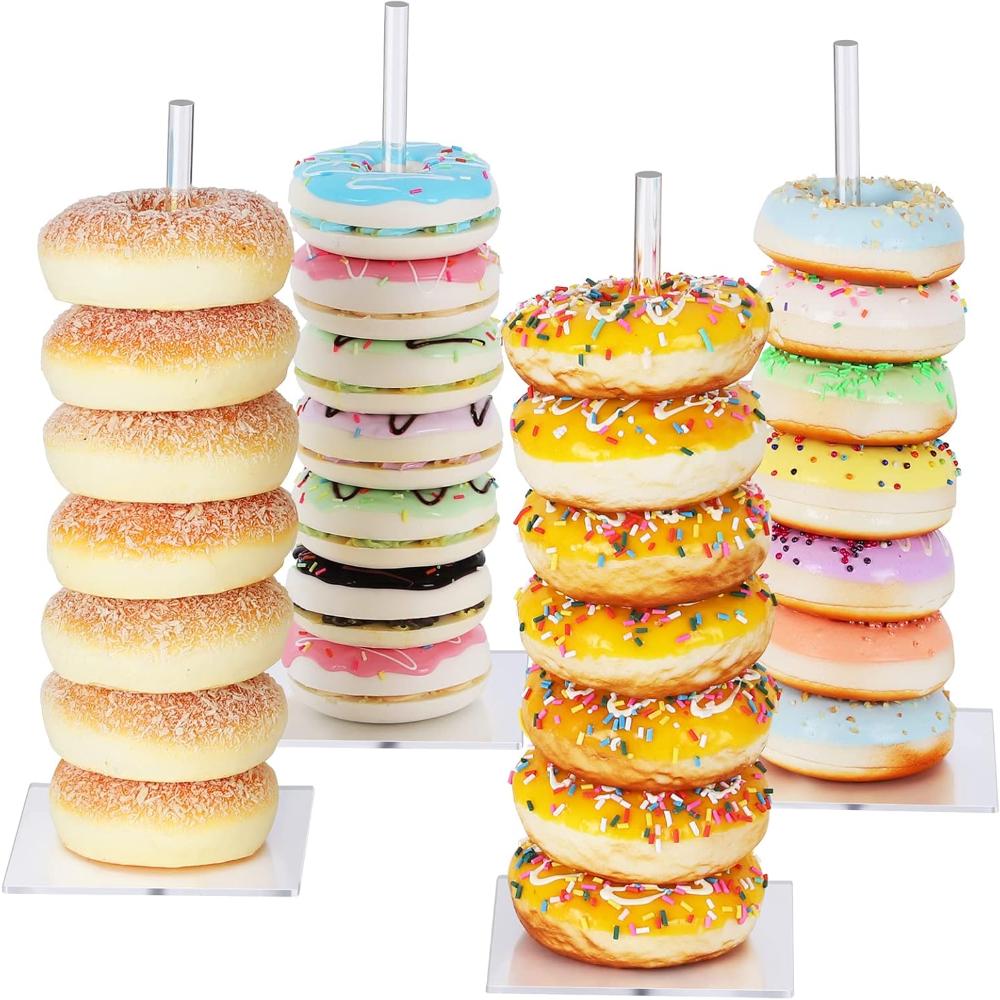 Acrylic Donut Stand, Removable Clear Donut Display Stand Bagels Holder for Party Wedding Birthday Treat Display Corner Decor