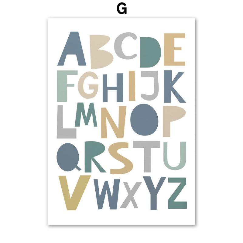 Giraffe Lion Bear Whale Dinosaur Alphabet Nursery Wall Art Canvas Painting Animals Posters Prints Pictures Baby Kids Room Decor